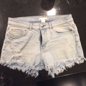 Light wash denim shorts